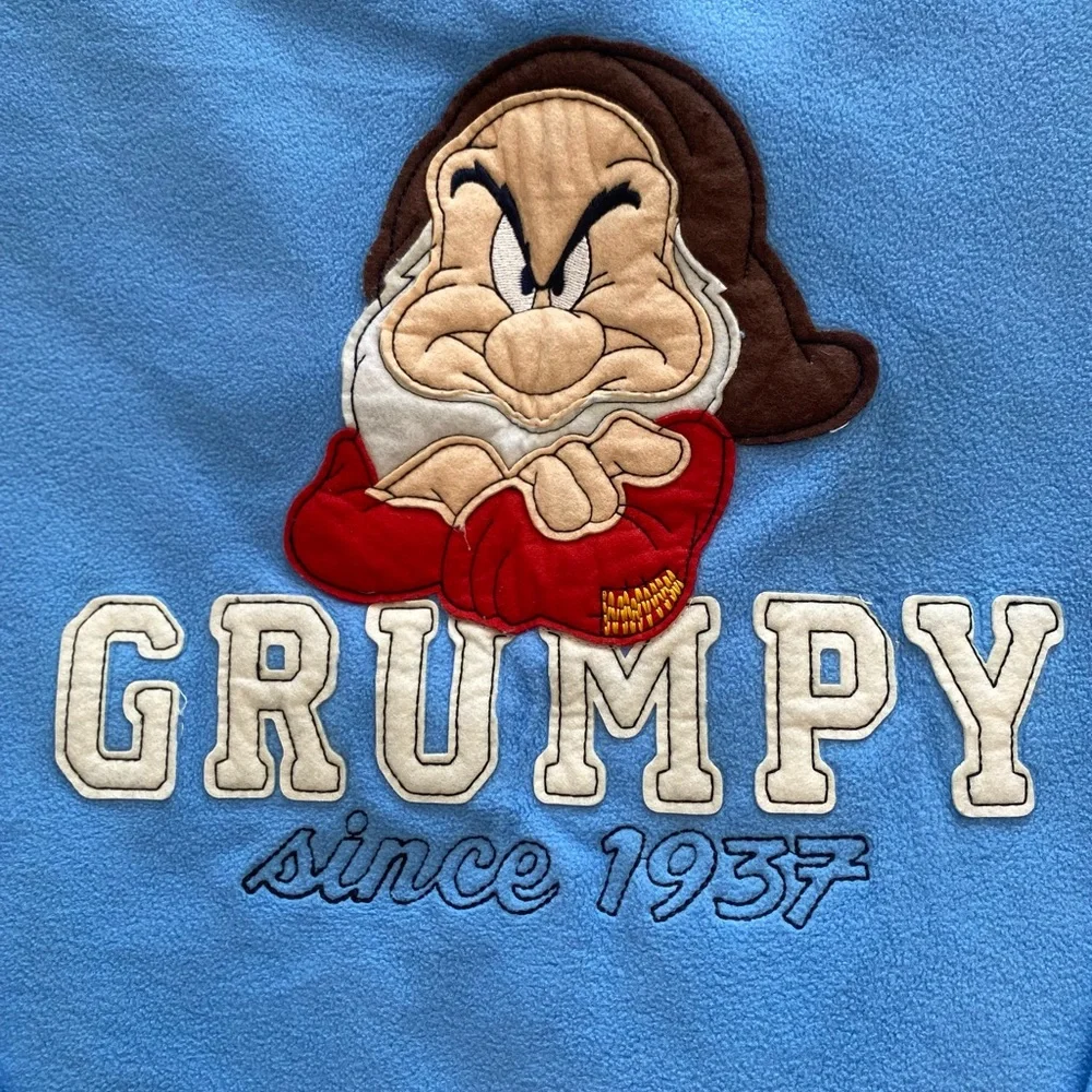 VTG Grumpy Since 1937 Mens Disney Extra Large Blue Fleece Sweater‎ Jacket